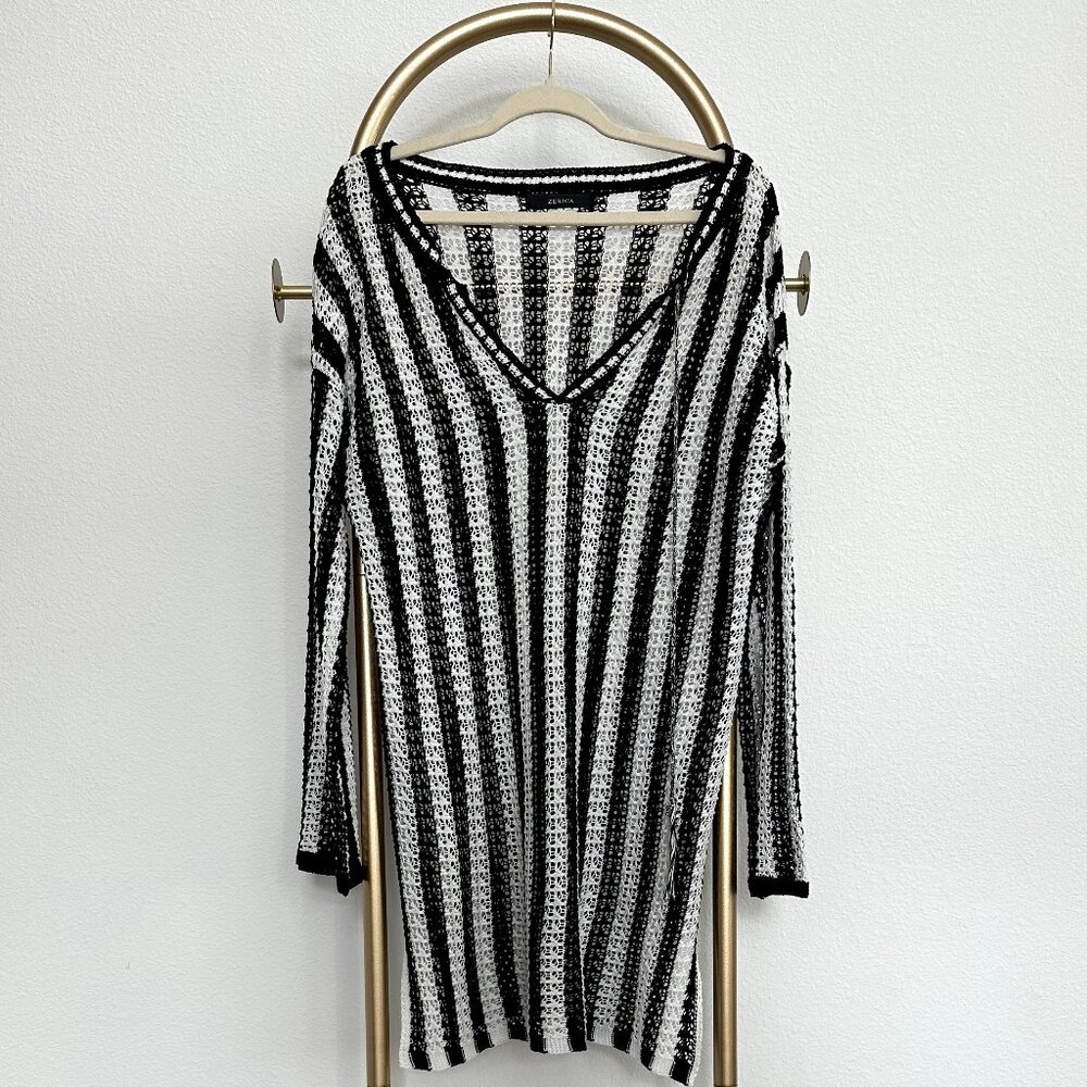 ZESICA Striped Crochet Bathing Suit Cover Up